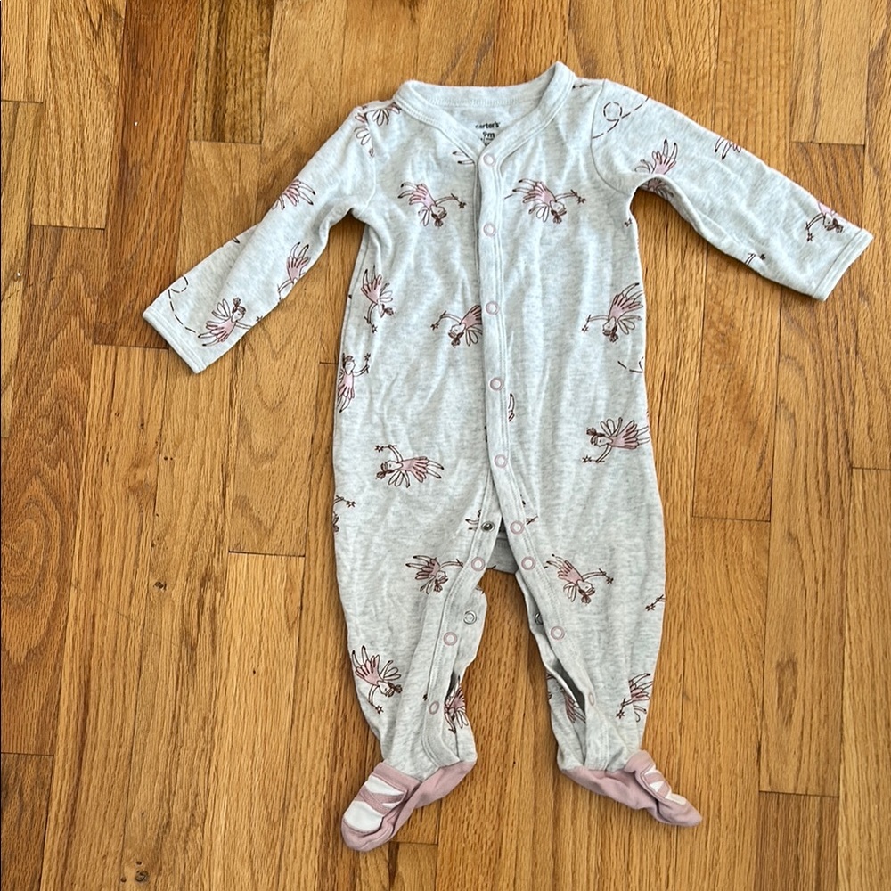 Carter's Gray and Pink Footies One Piece